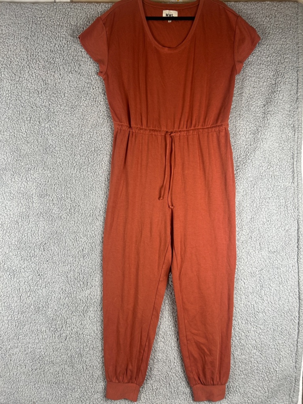Madewell Short Sleeve Adjustable Drawstring Waist Jumpsuit Size L - Picture 2 of 15